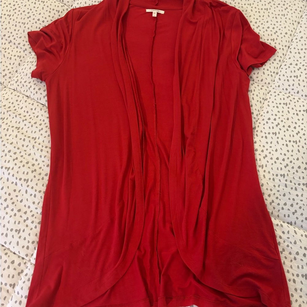 Maurices Red Short Sleeve Open-Front Top